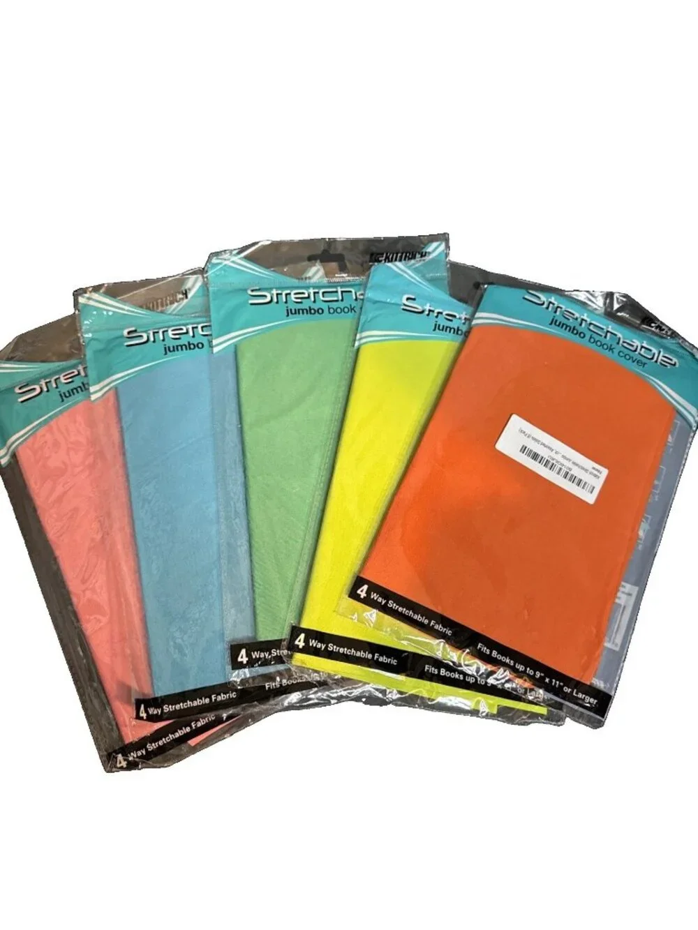Kittrich  Stretchable Jumbo Book Covers Fabric Book School Lot Of 5